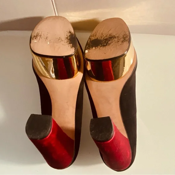 Zara EU Size 41 Striking Black/ Red /Gold  Platform Dress/Prom shoes - Picture 7 of 10